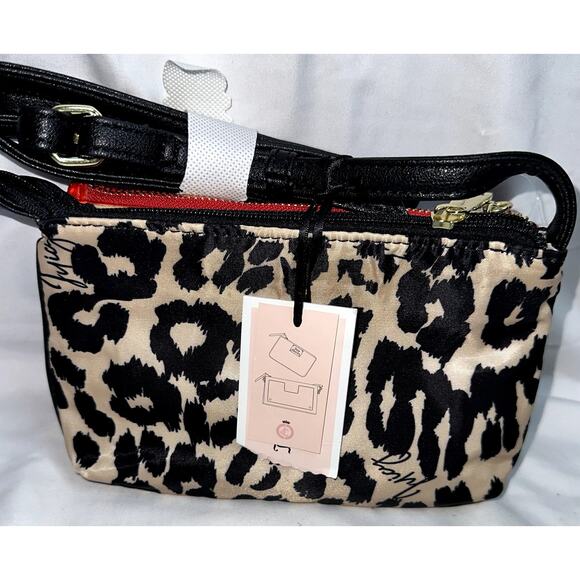 Juicy Couture Clashing Hearts Mini Crossbody Sequins Red Black Cheetah NWT - Picture 2 of 9